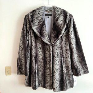 Jones New York Faux Fur Leopard Jacket - 1X -